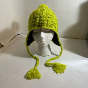 💥5/$25 Spacecraft green chartreuse ear flap knit toque Pom Pom  bobble hat